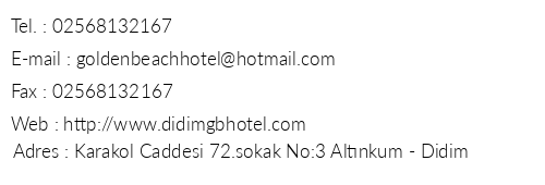 Didim Golden Beach Hotel telefon numaralar, faks, e-mail, posta adresi ve iletiim bilgileri